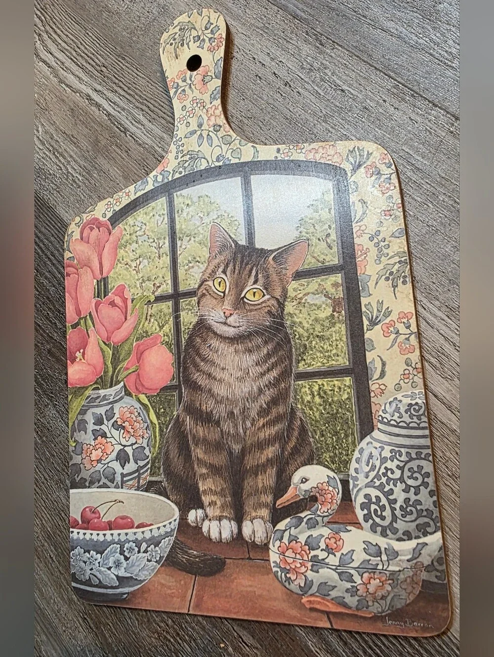 Decorative Cat Cutting Board Wall Art - Jenny Baron Signed